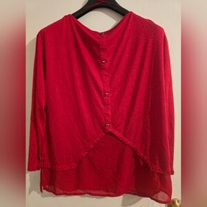 🛒 MARBLE Bold Red Long Sleeve Top